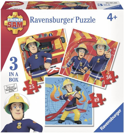 Puzzle Ravensburger Fireman Sam 3 në 1, 25, 36, 49 elemente