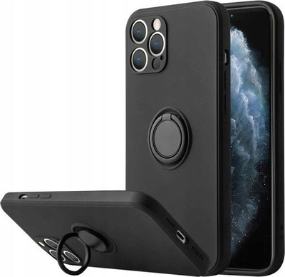 Maskë silikoni OEM Ring Case për iPhone 11 Pro, me unazë 360°, me xham mbrojtës 9H, e zezë