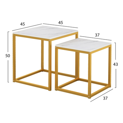 Set tavolina anësore Grelay 2-pjesësh MDF & metal 45×45×50 cm (HM8762.11)