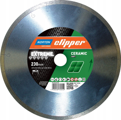 Disk diamant Norton Clipper Extreme Ceramic Soft, 230mm, boshte 25.4mm, gri