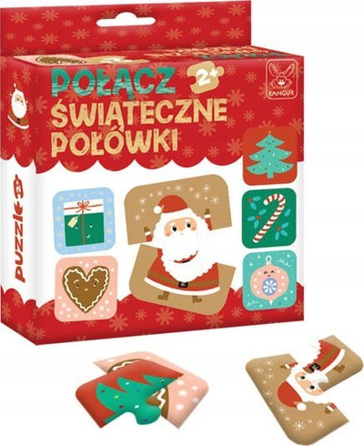 Lojë puzzle Kangur Match the Christmas Halves, edukative, për fëmijë 2+