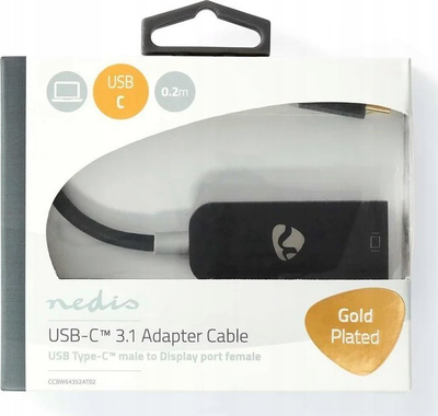 Adapter USB C Nedis, USB 3.2 Gen 1, DisplayPort, 0.2m, antracit