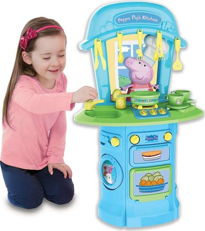 Kuzhinë lodër Peppa Pig My First Kitchen, 15 pjesë, me zë e drita, blu jeshile