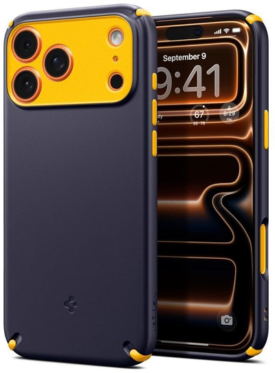 Kapotë mbrojtëse Spigen Nano Pop Hybrid MagSafe për iPhone 17 Pro Max, hibrid antishok, kompatibile MagSafe, vjollcë verdhë