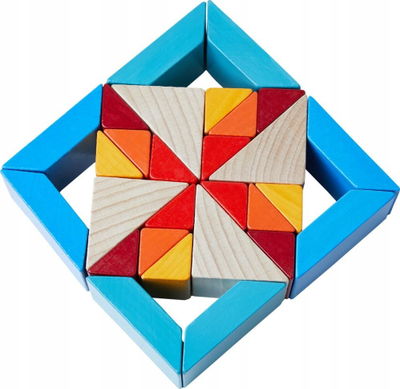 Lodër mozaik druri Haba 3D Building Blocks, 48 copa, puzzle gjeometrik, me ngjyra nga të gjitha