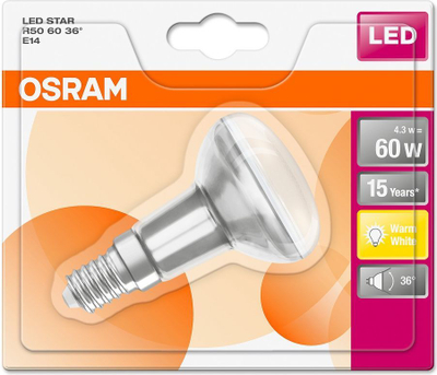 Llambë LED Osram Star R50, 4.3W, E14 345lm, e bardhë e ngrohtë