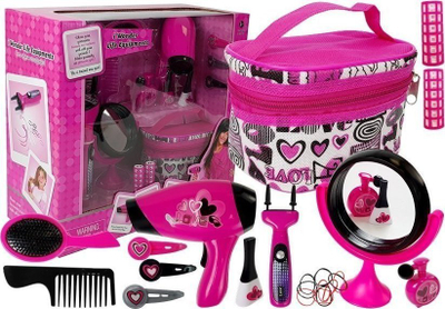 Set lojë bukurie Lean Sport Beauty, tharëse flokësh, aparat për gërsheta, rozë
