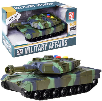 Lodër tank ushtarak me dritë dhe tinguj, mekanizëm me shtytje, i gjelbër