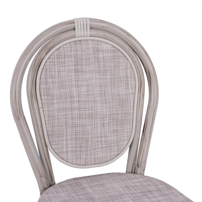 Stol alumini stil bambuje, textilene, 47×61×115 cm (HM5110), bardhë