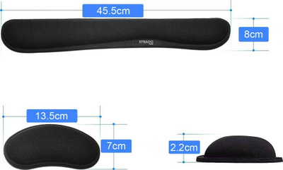 Set jastëk ergonomik Strado, 3 pjesë, me xhel memory, i zi