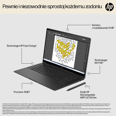 Laptop HP ENVY x360 15-fh0006nw , 15.6", AMD Ryzen 5, 16 GB RAM, 512 GB SSD, i zi