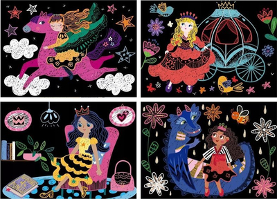 Libër kreativ Avenir Mini Scratch Book Princess, për kalamaj, format i vogël, shumëngjyrësh