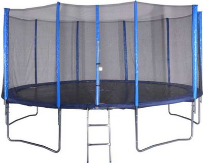 Trampolinë Spartan 426 cm, me rrjetë mbrojtëse, me shkallë, blu