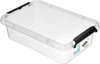 Set kuti plastike ruajtjeje Moxom SimpleStore, 2x 3.1L, transparente me kapëse të zeza