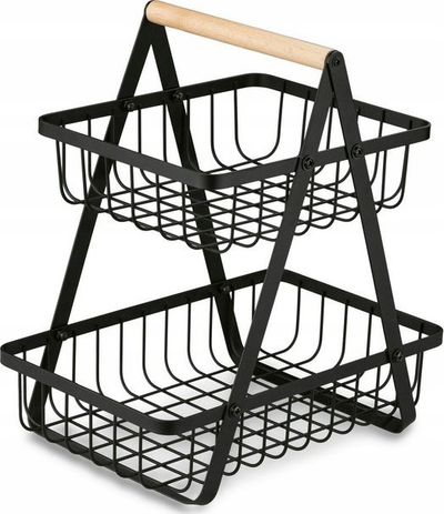 Shportë dy-nivelëshe për fruta dhe perime Krisberg 2535, 29 cm, metal, e zezë