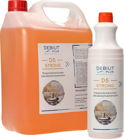 Solucion pastrimi Debiut Plus Professional D5 Strong, për pisllëk të rëndë, 5L, i tejdukshëm