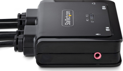 Switch KVM StarTech 2 porta USB C DisplayPort, 4K 60Hz, me kabllo të integruara, i zi