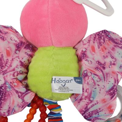 Lodër pelushi për bebe Hoogar Butterfly, me kapëse për me var, shumëngjyrëshe