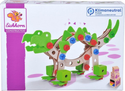 Set konstruktori druri Eichhorn EH Constructor Dinosaur 100039201, dinosaur me shumë ngjyra