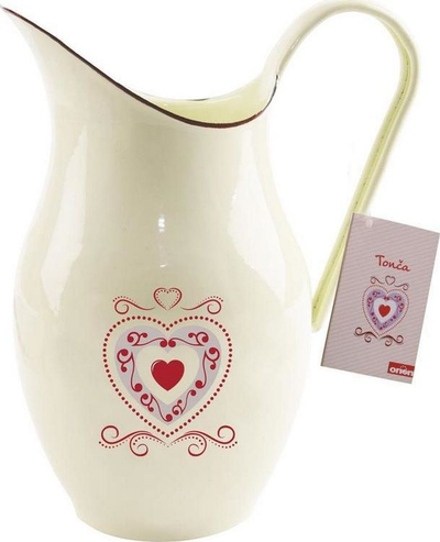 Kravë Orion Tona, çelik i emaluar, 2.5L, e bardhë me zemra të kuqe