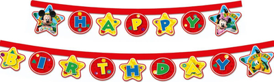Baner dekorativ GoDan Mickey Mouse Happy Birthday, 230cm, shumëngjyrësh