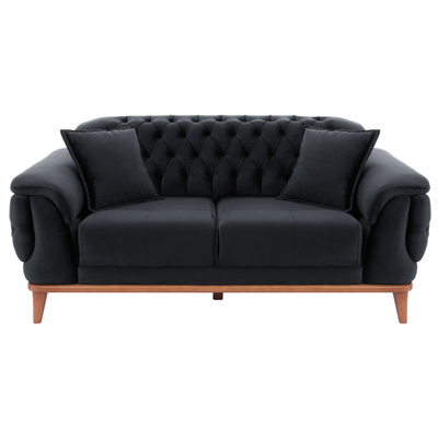 Divan krevati Bennington HM3250.01, 2 ulëse, 180x95x80 cm, i zi velvet