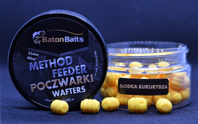 Karrem peshkimi Baton Baits Pupae Wafters, 11mm, aromë misri i ëmbël, i verdhë