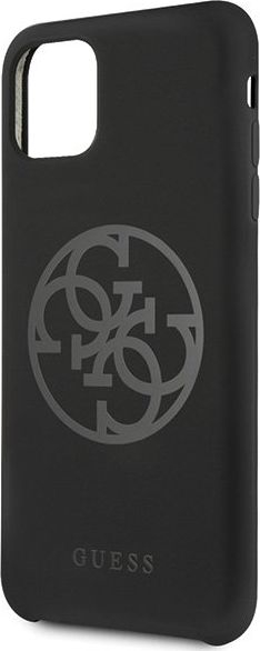 Kuti telefoni Guess 4G Silicone për iPhone 11 Pro Max, silikon, kapak i fortë, e zezë