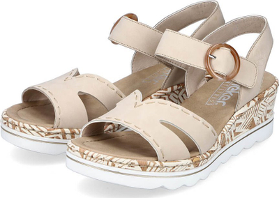 Sandale me platformë Rieker W RKR595, taka 6 cm, për gra, bezhë