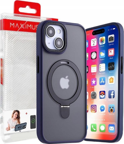 Kapak telefoni MX Kickstand MagSafe për iPhone 15 6.1", me mbajtëse, blu e errët