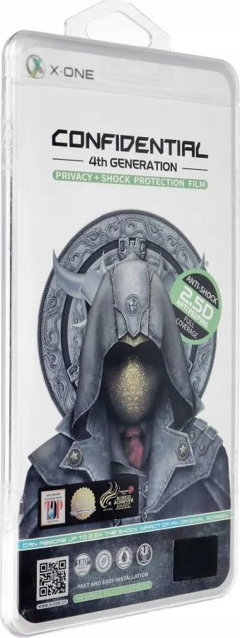 Xham mbrojtës X-One Extreme Shock Eliminator 4th Gen Privacy për iPhone, fortësi 7H, transparent