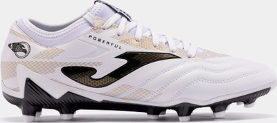 Këpucë futbolli Joma Powerful 2402 FG, Fibertech, me thumba fikse, të bardha me ari