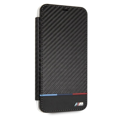 Kapak telefoni BMW M Collection Carbon për iPhone XS Max, tip portofoli, i zi