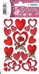 Stikerë dekorativë Herma 3619 Hearts & Roses, set 10 copë, zemra dhe trëndafila, shumëngjyrëshe