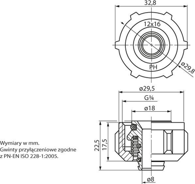 Montim kompresimi Perfexim për tub plastik 3/4 "GW (20-090-0000-000)