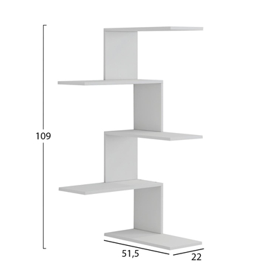 Rafte muri Rory 22x51,5x109Hcm (HM8931.11), bardhë
