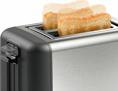Toaster Bosch TAT3P420DE, për 2 feta buke, 970W, zi me argjendtë