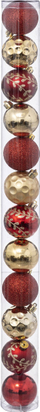 Toptha zbukurimi për pemë të Vitit të Ri Red Gold, 6 cm, set me 12 copë, të kuq e të artë
