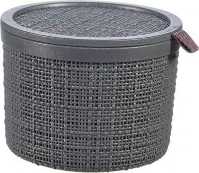 Shportë Curver Basket Jute Round, 2L, me kapak, gri e errët