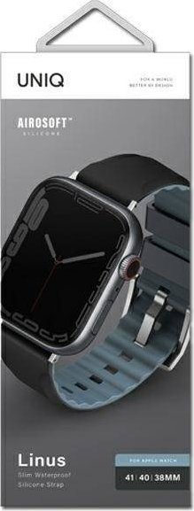 Rrip dore Uniq Linus Airosoft Silicone për Apple Watch 40/41mm, silikon, i zi