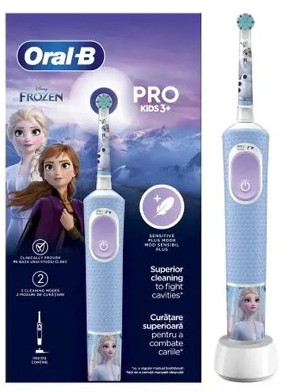 Furçë dhëmbësh elektrike Oral-B Vitality Pro Kids Frozen, për fëmijë 3+, e kaltër