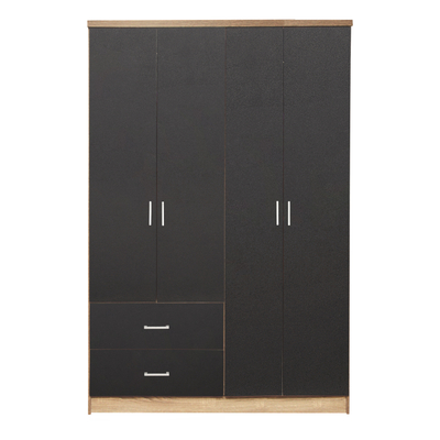 Garderobë Briana HM339.04, 4 dyer 2 sirtarë, 120x42.5x180.5 cm, sonoma gri