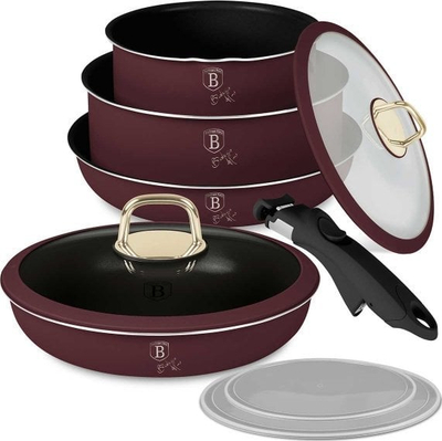 Set tenxheresh dhe tiganësh Berlinger Haus BH-8254 Leonardo, 9 pjesë, veshje titanium, burgundy