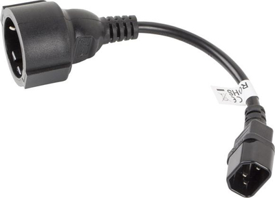 Kabllo adapter UPS IEC 320 C14 në Schuko F, 20 cm, e zezë