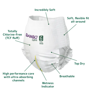 Pelena Ekologjike - Bambo Nature Pants 6 (15+ kg), 18 copë