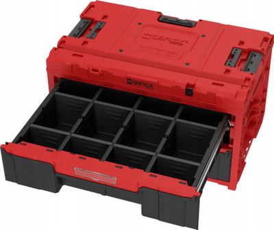 Set kuti veglash Qbrick System One 2.0 Drawer 2 Plus Expert, 2 sirtarë, modulare, e kuqe