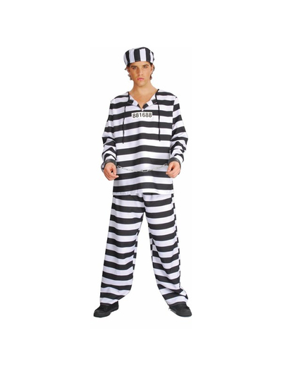 Kostum për të rritur Ciao Inmate 62019, set me 3 copa, për karnavale, bardh e zi