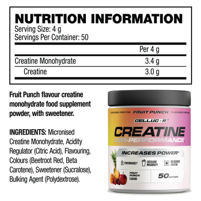 Kreatinë Cellucor® Creatine Monohydrate Powder Fruit Punch, 50 servime, 203g