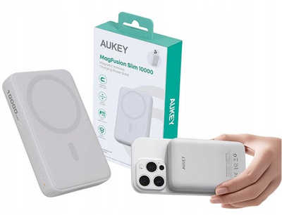 Power bank Aukey PB-MS04, 10000mAh, MagSafe 20W PD, e bardhë