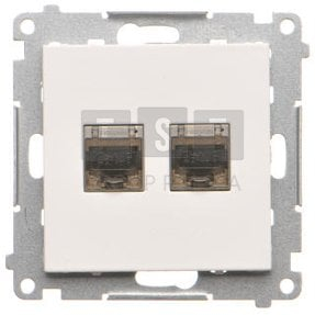 Prizë dyfishe kompjuterike Simon 55 T62E.01/116, RJ45 Cat6, me kapak kundër pluhurit, gri grafit mat